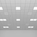 Ceiling Design With Square Tiles Recessed Lights And Vents 3d model