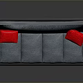 Gray Four Seat Sofa With Red Armrests And Red Cushions Textured Surface Modern Design