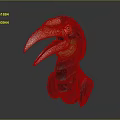 Realistic Hornbill Bird Statue With Black Body Green Neck Red Eyes And Large Beak