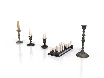 Vintage Candle Holder Set With Multiple Candles And Classic Design Styles 3d model