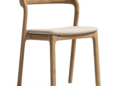 Modern Minimalist Chair With Wooden Frame And Beige Fabric Seat For Home Decor 3d model
