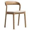 Modern Minimalist Chair With Wooden Frame And Beige Fabric Seat For Home Decor