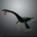 Green Blue Plesiosaur Marine Reptile With Long Neck Open Mouth