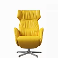 Modern Yellow Leather Office Chair Featuring High Back Ergonomic Armrests And Metal Base