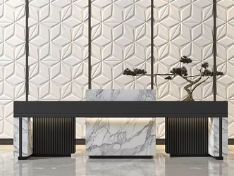 Modern Reception Desk Front Desk 3d model
