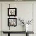 Elegant Wall Art With Framed Textured Paintings And White Vase With Branches