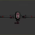 Futuristic Drone Design Featuring Four Propellers Gray Red Color Sleek Frame
