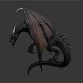 Majestic Black Dragon With Red Wings White Horns And Detailed Scales