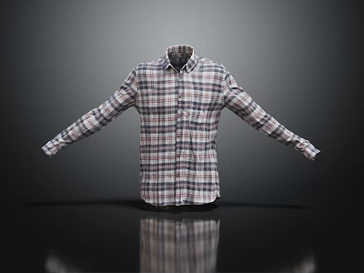 Casual Plaid Shirt For Men With Long Sleeves Classic Collar And Modern Style 3d model