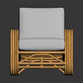 Modern Rattan Single Sofa With White Cushion And Curved Armrest Design