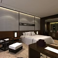 Modern Hotel Guest Room Interior Featuring King Bed Nightstand Armchair And Wall Painting