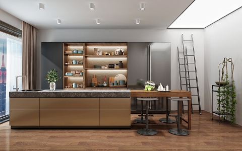 Open kitchen Modern kitchen 3d model