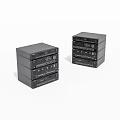 Black Stacked Electronic Audio Components With Multiple Control Panels