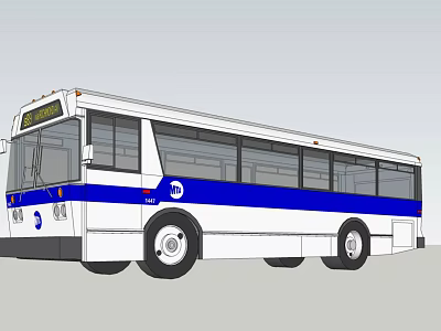 Blue And White City Bus Exterior Design With Side Windows And Logo 3d model