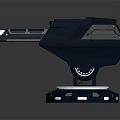 Futuristic Blue Mechanical Device With Circular Base And Platform Structure Lights