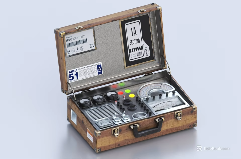 Industrial Portable Measuring Device with Open Suitcase Style Case Control Knobs Dials and Labels 3d model 