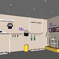 Fashion Clothing Store Interior With Racks Shelves And Yellow Display Decorations