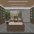 Traditional Chinese Tea Specialty Store With Wooden Decor Display Shelves And Tables