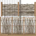 New Chinese-style Guardrail Bamboo Wood Fence Bamboo Fence Log Railing Tree Railing Dry Branch Railing 3d model
