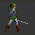 Link the Elf Character in Green Outfit Wielding Shield and Sword