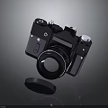 Vintage Black Electronic Camera With Detachable Lens Cap And Classic Design