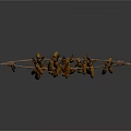 Rope And Wire Crafted Hanging Rack Holding Small Brown Pods