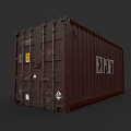 Dark Brown Industrial Storage Cabinet With EXPORT Lettering And Metal Hardware