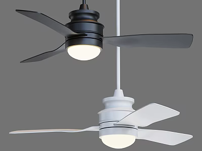 Modern Black and White Ceiling Air Conditioner Fan with Light Design 3d model