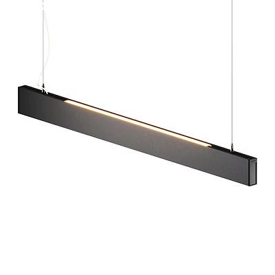Modern Black Linear Pendant Light with Sleek Design and Illuminated Central Strip 3d model