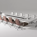 Modern Conference Table With Ergonomic Office Chairs And Wooden Top Design