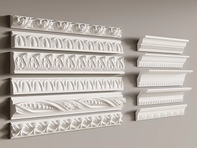 Various Ornate Crown Molding Designs For Interior Architectural Decoration 3d model
