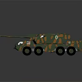 Military Combat Vehicle With Camouflage Paint Multiple Wheels And Weapon System