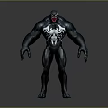 Venom 3D Character With Muscular Build Black Appearance And White Spider Symbol