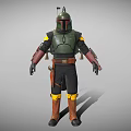 Futuristic Armored Character With Green Armor Yellow Accents Utility Belt And Brown Boots