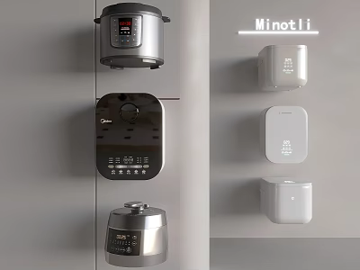 Minotli Kitchen Appliances With Rice Cooker Pressure Cooker And White Small Devices 3d model