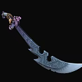 Ornate Decorative Blade With Snake Shaped Handle Golden Accents Yellow Gem And Carved Edge