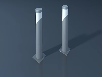 Public Facilities Gray Light Pillars With White Illumination Sections And Base Stands 3d model