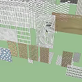Various Wall Decorative Panels With Perforated Grids And Geometric Patterns 3d model