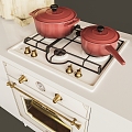 Modern Kitchen Home Modern Kitchen Kitchenware Cabinet Home Range Hood Casserole Gas Stove Green Planting Flower Pot Cutting Board 3d model