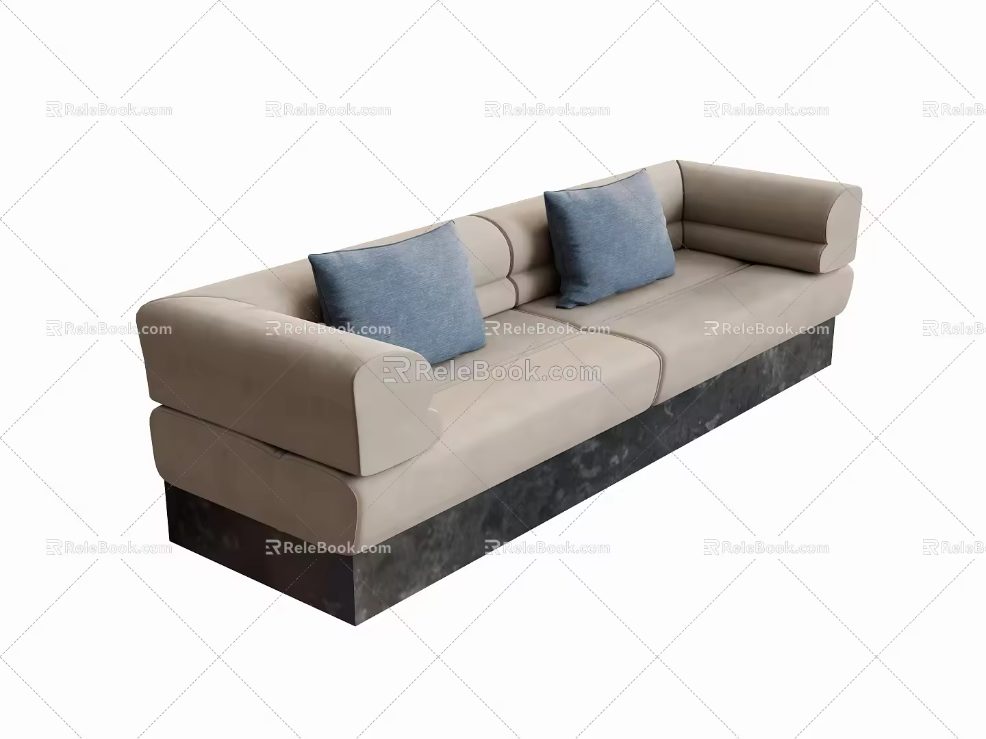 Multi-person sofa pillow back sofa 3d model