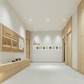 Modern Hospital Outpatient Department Interior With Wall Lockers Reception Desk And Lighting
