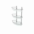 Contemporary Silver Metal Washstand Storage Shelf With Curved Shelves And Cylindrical Poles