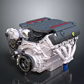 High Performance Automotive Engine Featuring Black Top Red Accents And Silver Mechanical Components 3d model