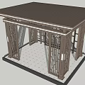 Traditional Chinese Gate Structure Featuring Metal Grille And Decorative Top Design 3d model