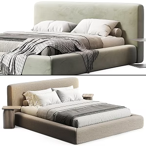 Fabric Double Bedding Bedside Bed Pillow Towel Hotel Double Bed Master Bedroom Double Bed Floor 3d model