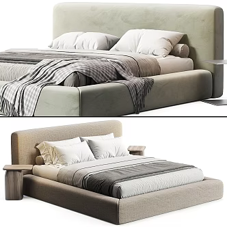 Fabric Double Bedding Bedside Bed Pillow Towel Hotel Double Bed Master Bedroom Double Bed Floor 3d model