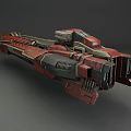 Red Futuristic Sci Fi Spaceship With Streamlined Design And Armored Structure 3d model