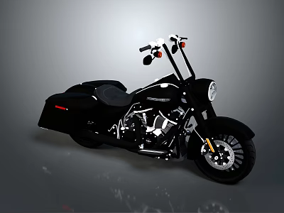 Black Cruiser Motorcycle With High Handlebars Leather Seat Chrome Engine And Black Wheels 3d model