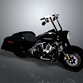 Black Cruiser Motorcycle With High Handlebars Leather Seat Chrome Engine And Black Wheels