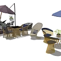 Modern Outdoor Sofa Design With Wicker Frames And Matching Coffee Tables 3d model